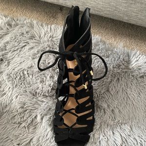 Madden girl black lace up heel